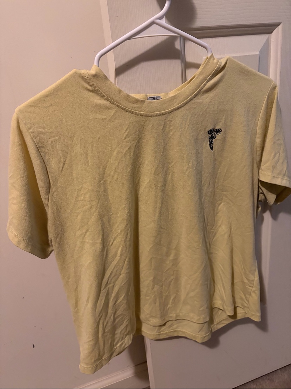 Love Streak Pale Yellow Short Sleeve Cropped Boxy Tee